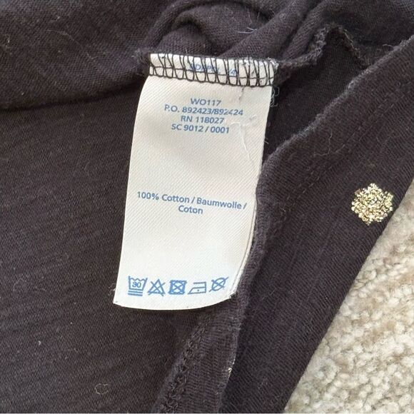 BODEN Gold Metallic Polka Dot Long Sleeve T-Shirt Womens Size Small Black Tee - Picture 9 of 10